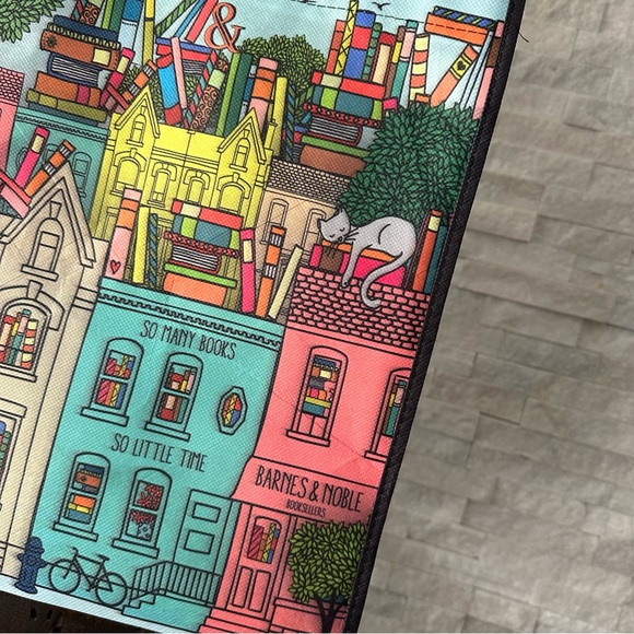 BARNES & NOBLE “Booktown” Book Lover Eco Multicolor Tote - Picture 2 of 8